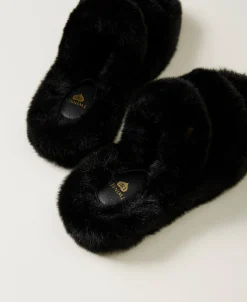Slide-Pantolette Aus Pelzimitat