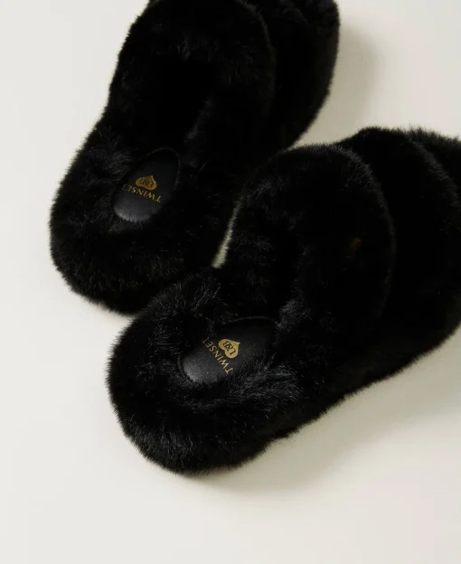 Slide-Pantolette Aus Pelzimitat