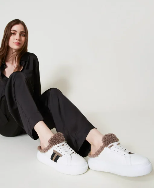 Slide-Sneaker Mit Pelzimitat