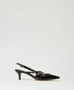 Slingback-Pumps In Lackoptik Mit Riemchen
