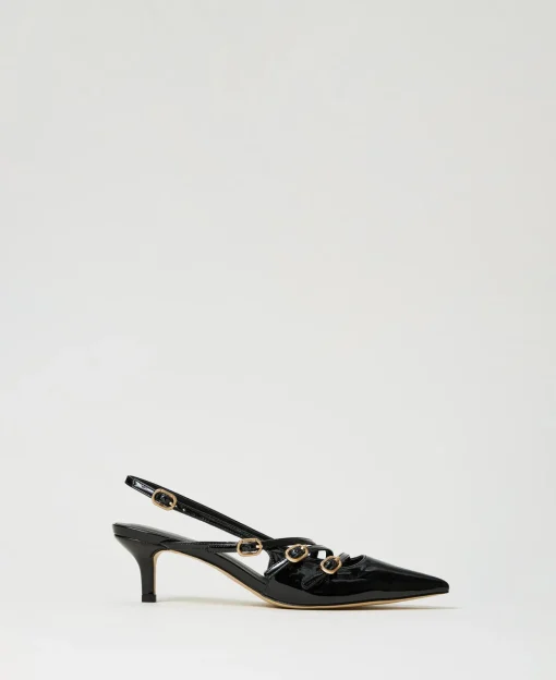 Slingback-Pumps In Lackoptik Mit Riemchen