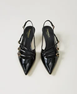 Slingback-Pumps In Lackoptik Mit Riemchen