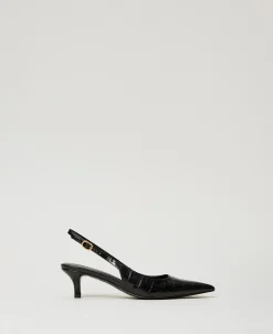 Slingback-Pumps Mit Krokoprägung