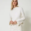 Stehkragenpullover Aus Wollmischung Mit Stickerei