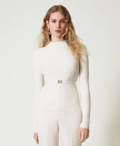 Stehkragenpullover Mit Gürtel