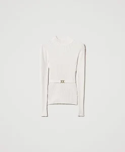 Stehkragenpullover Mit Gürtel
