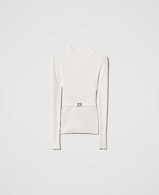 Stehkragenpullover Mit Gürtel