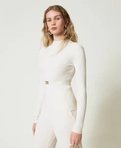 Stehkragenpullover Mit Gürtel