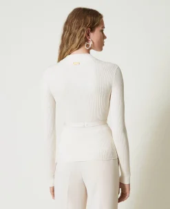 Stehkragenpullover Mit Gürtel