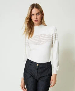 Stehkragenpullover Mit „Oval T“-Detail