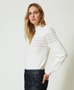 Stehkragenpullover Mit „Oval T“-Detail