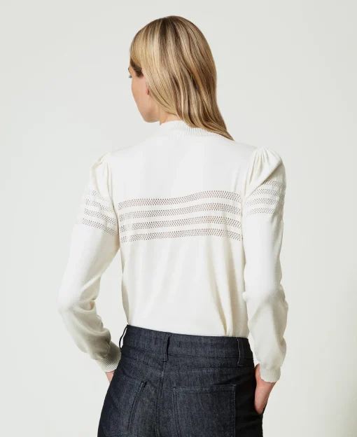 Stehkragenpullover Mit „Oval T“-Detail