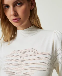 Stehkragenpullover Mit „Oval T“-Detail
