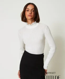 Stehkragenpullover Mit Perlchen