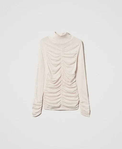 Stehkragenpullover Mit Raffungen