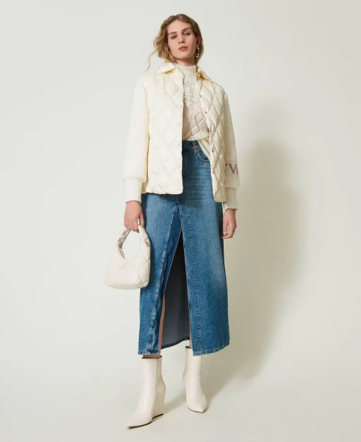 Steppjacke Mit Strickärmeln