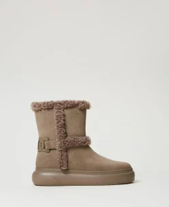 Stiefelette Mit Details Aus Pelzimitat