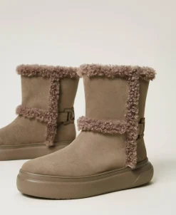 Stiefelette Mit Details Aus Pelzimitat