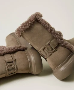 Stiefelette Mit Details Aus Pelzimitat