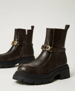 Stiefelette Mit „Oval T“-Ziertrense