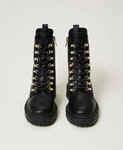 Stiefelette Mit Wanderschuhschnürung Mit Perlen