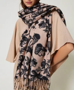 Stola Aus Tuch Mit Blumen