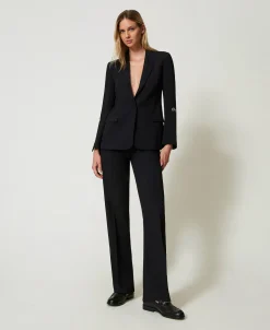 Straight-Leg-Hose Aus Crêpe-Cady