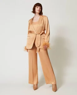 Straight-Leg-Hose Aus Satin