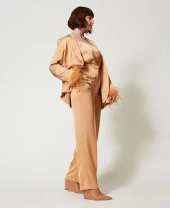 Straight-Leg-Hose Aus Satin