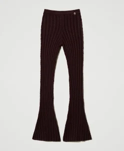 Strickhose Mit Zopfmuster Im Flare-Fit