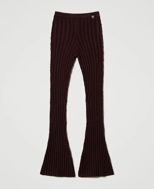 Strickhose Mit Zopfmuster Im Flare-Fit