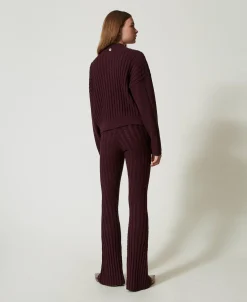 Strickhose Mit Zopfmuster Im Flare-Fit