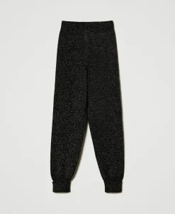 Strick-Joggers Aus Wolle-Lurex-Mischung