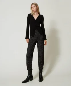 Strick-Joggers Aus Wolle-Lurex-Mischung