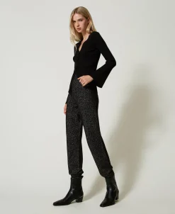 Strick-Joggers Aus Wolle-Lurex-Mischung