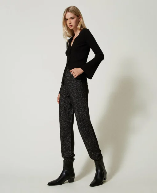 Strick-Joggers Aus Wolle-Lurex-Mischung