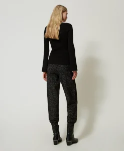 Strick-Joggers Aus Wolle-Lurex-Mischung