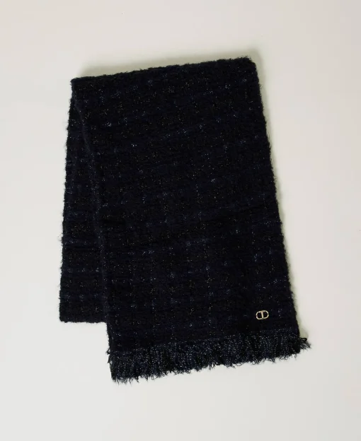 Strickschal Mit Lurex Und Fransen