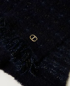 Strickschal Mit Lurex Und Fransen