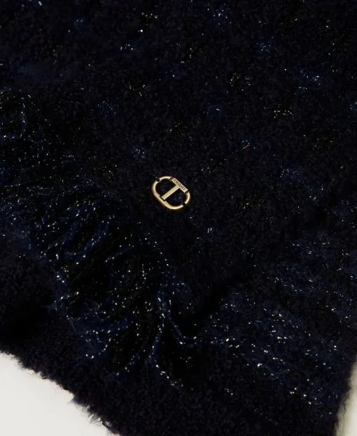 Strickschal Mit Lurex Und Fransen