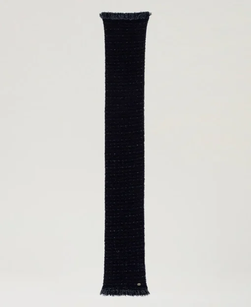 Strickschal Mit Lurex Und Fransen