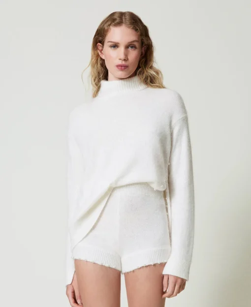 Strickshorts Aus Angoramischung Mit Perlen