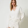 Strickshorts Aus Wollmischung Mit Stickerei