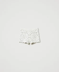 Strickshorts Aus Wollmischung Mit Stickerei