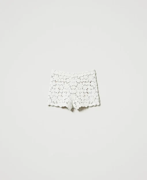 Strickshorts Aus Wollmischung Mit Stickerei