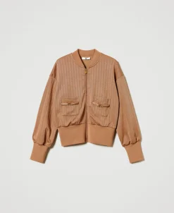 Sweatjacke Aus Jacquard-Scuba
