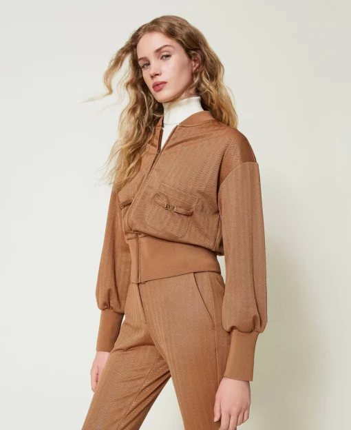 Sweatjacke Aus Jacquard-Scuba