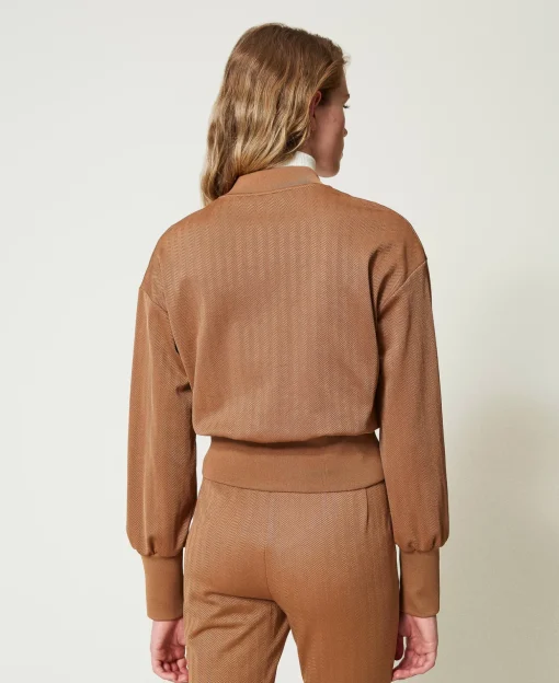 Sweatjacke Aus Jacquard-Scuba