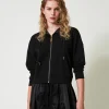 Sweatjacke Mit Satin Und Spitze
