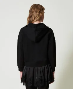 Sweatjacke Mit Satin Und Spitze